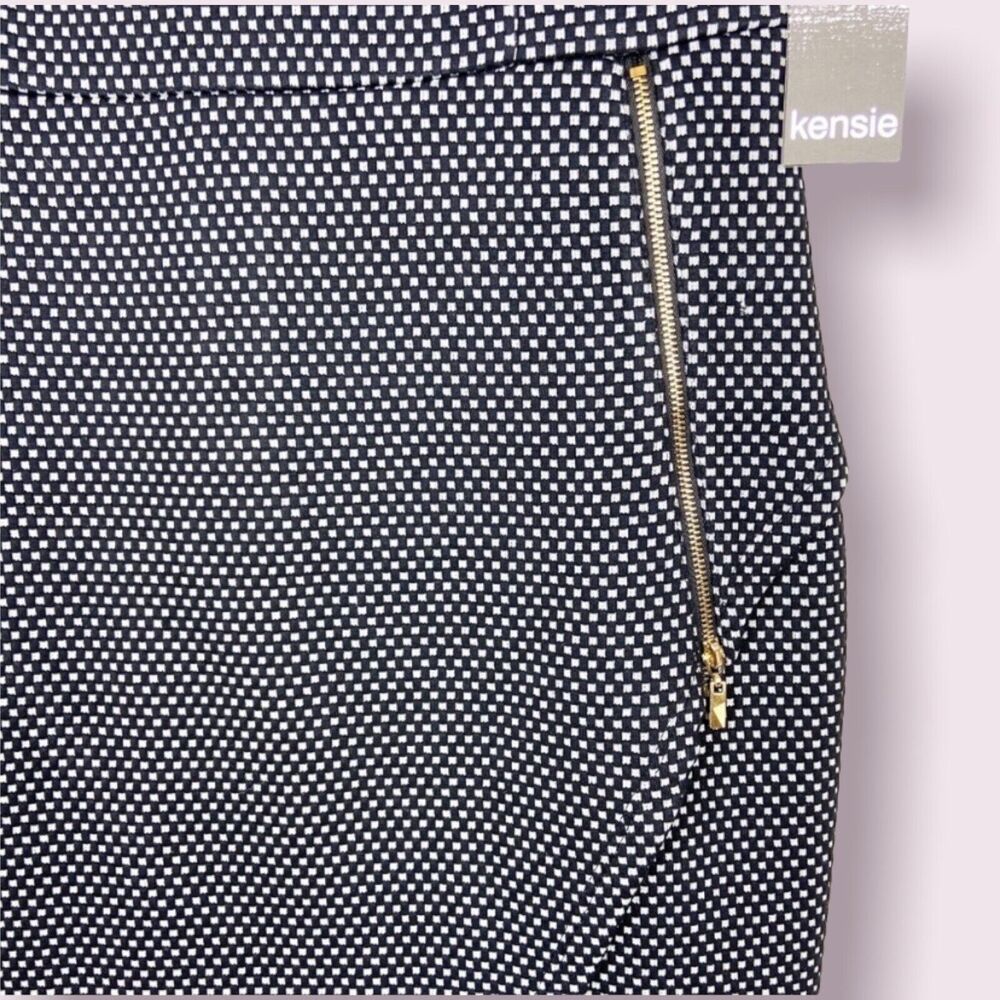 NWT Kensie Black & White Checkered Knit Zipper Skirt Dress Women's Size M - Picture 6 of 11
